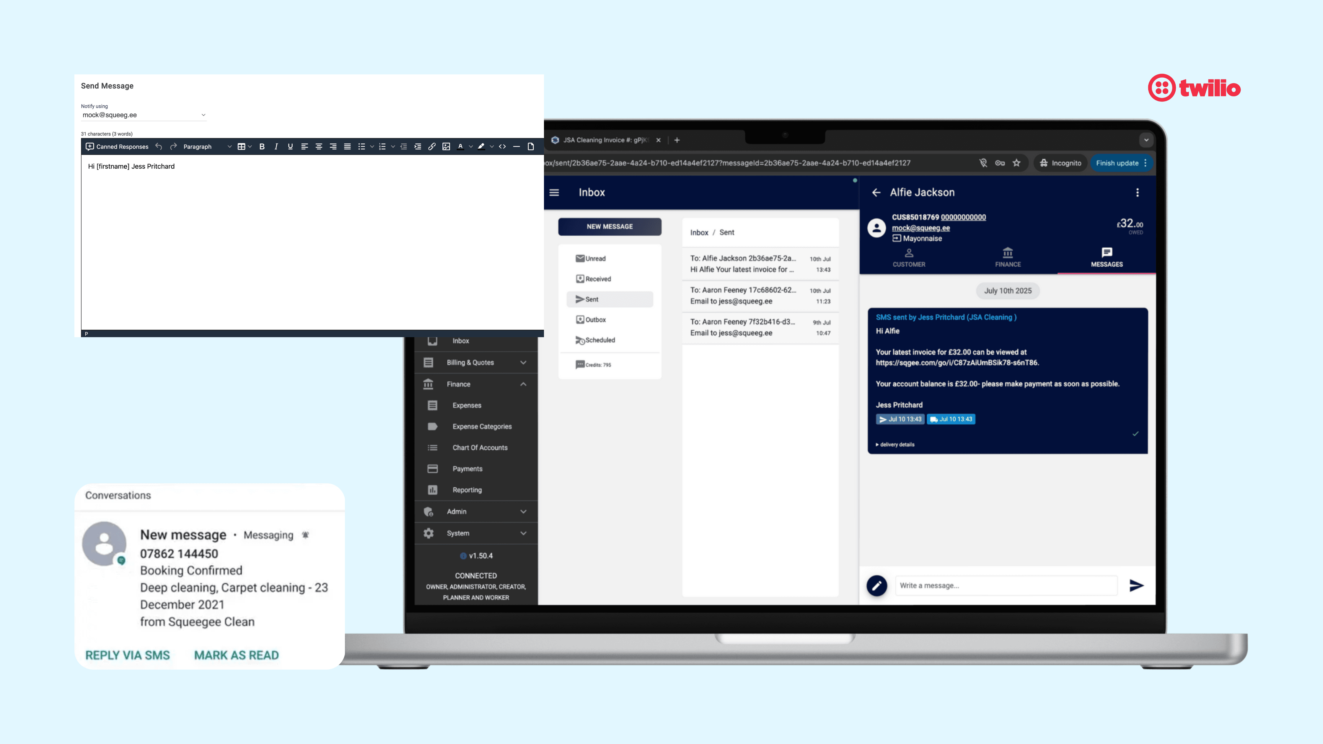 Customer Messaging & Appointment Reminders | SMS + Email Tools — Squeegee