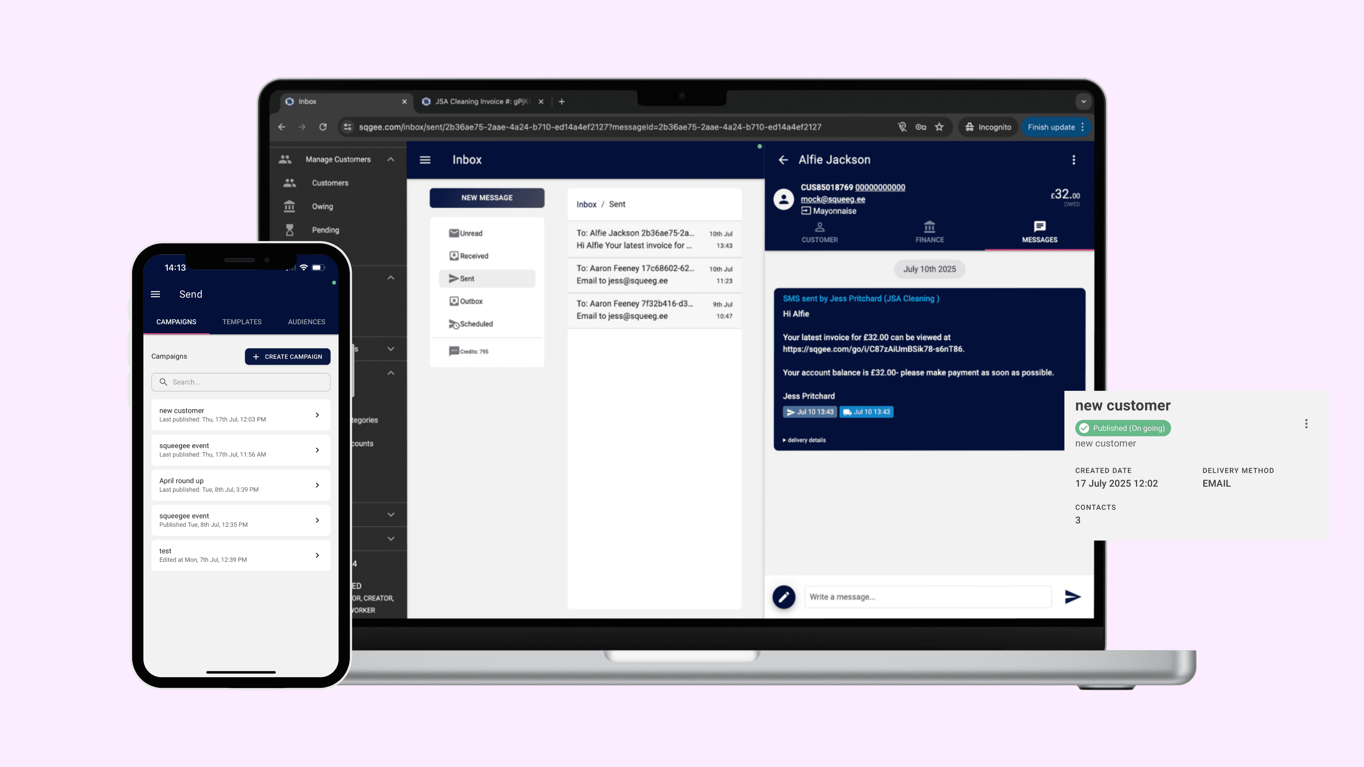 Marketing Messaging Automation | SMS, Email & Private Number — Squeegee